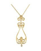 Colar Flor-de-lis em Ouro 14k com Diamantes Naturais – Modelo 2