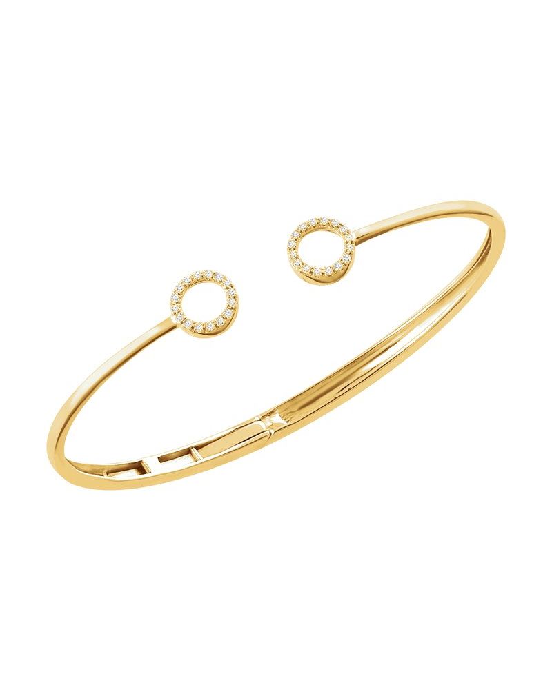 Bracelete Círculo com Dobradiça em Ouro 14k com Diamantes Naturais