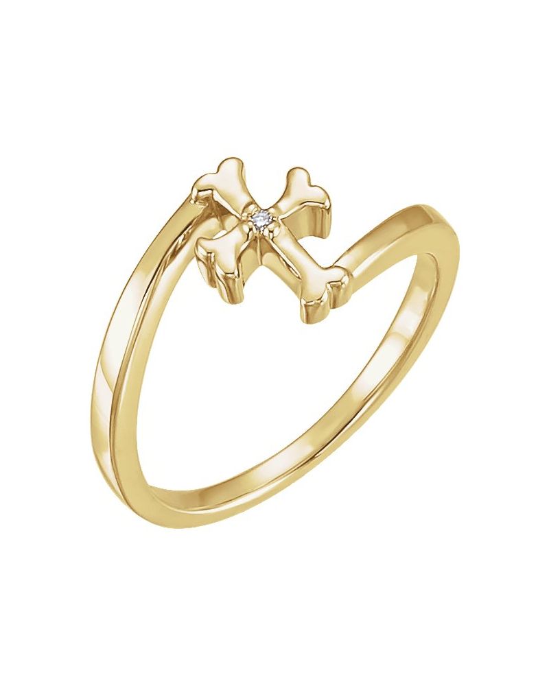 Anel Cruz Infantil em Ouro 14k com Diamantes Naturais