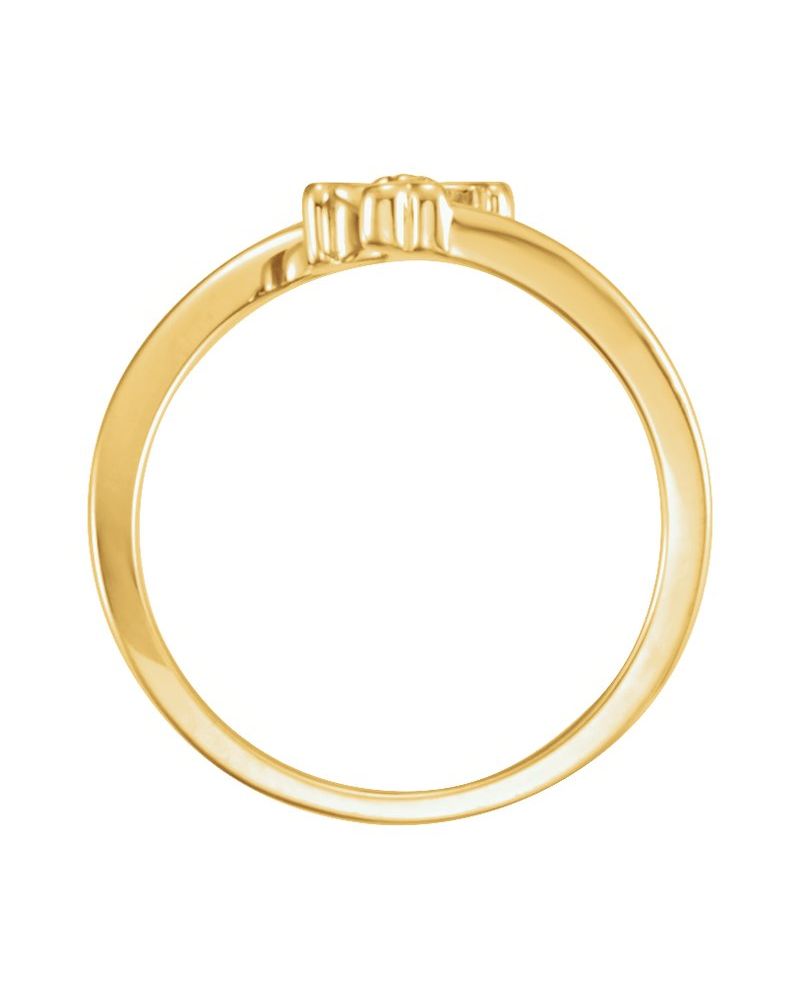 Anel Cruz Infantil em Ouro 14k com Diamantes Naturais