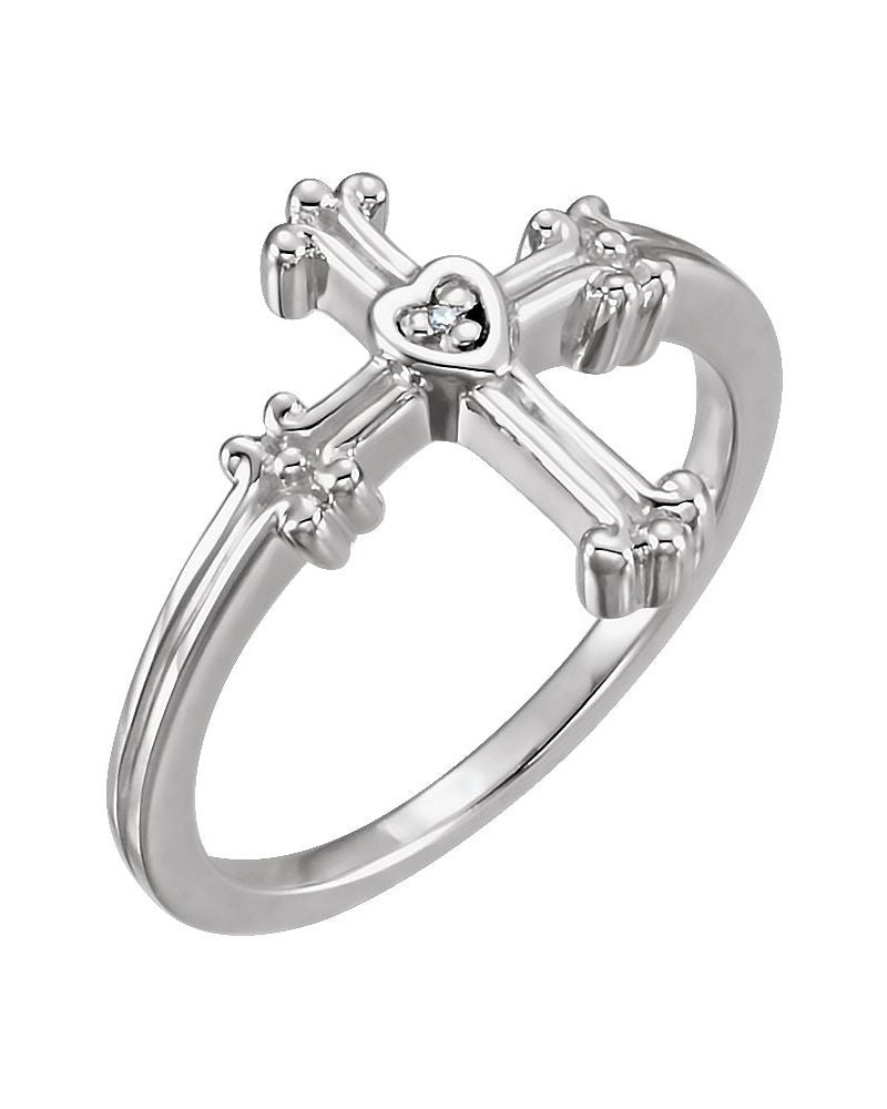 Anel Cruz em Ouro 14k com Diamantes Naturais – Modelo 6