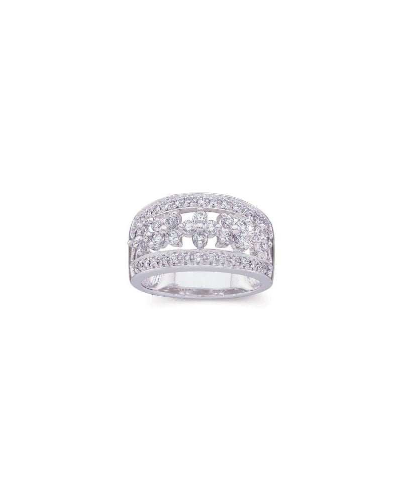 Anel Floral Cravejado em Ouro 14k com Diamantes Naturais – Modelo 6