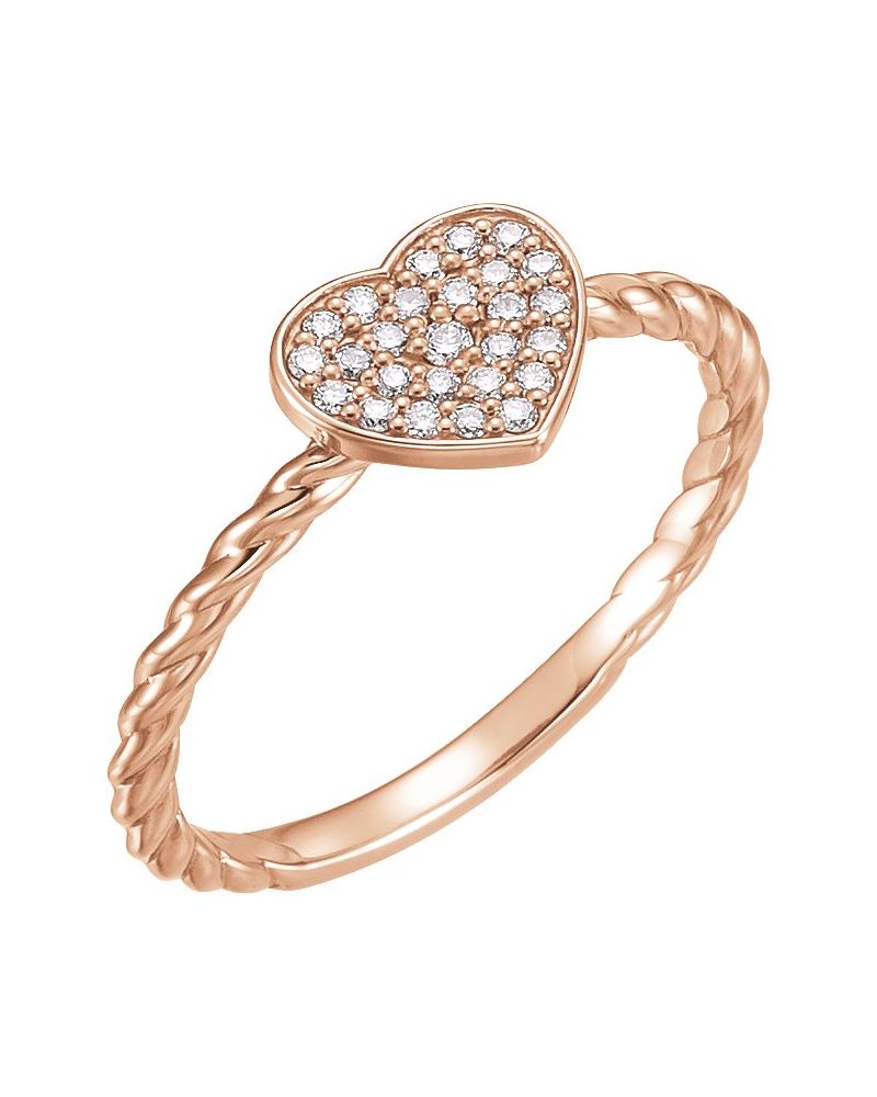 Anel Coração Torcido Pavê em Ouro 14k com Diamantes Naturais