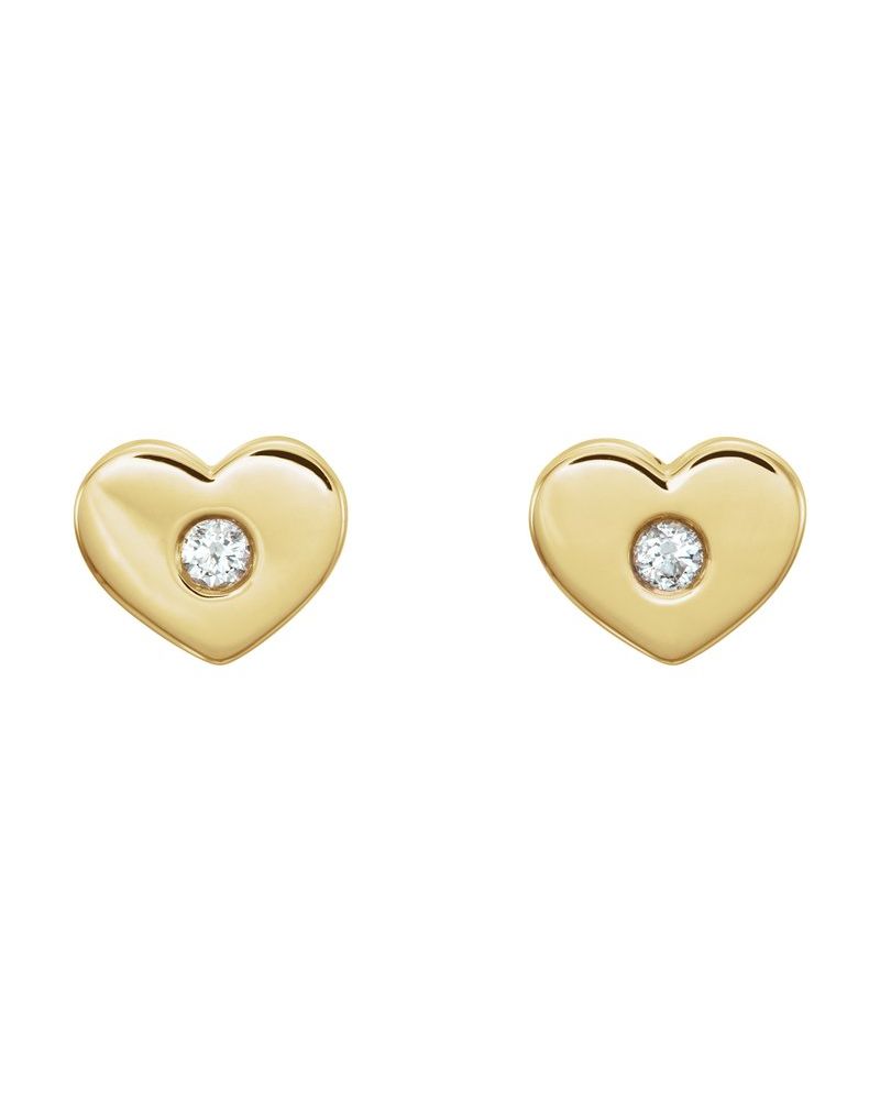 Brinco Coração em Ouro 14k com Diamantes Naturais