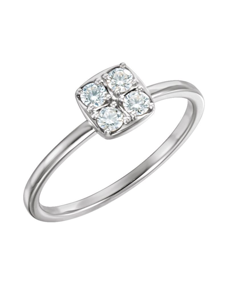 Anel Cluster Empilhável em Ouro 14k com Diamantes Naturais – Modelo 5