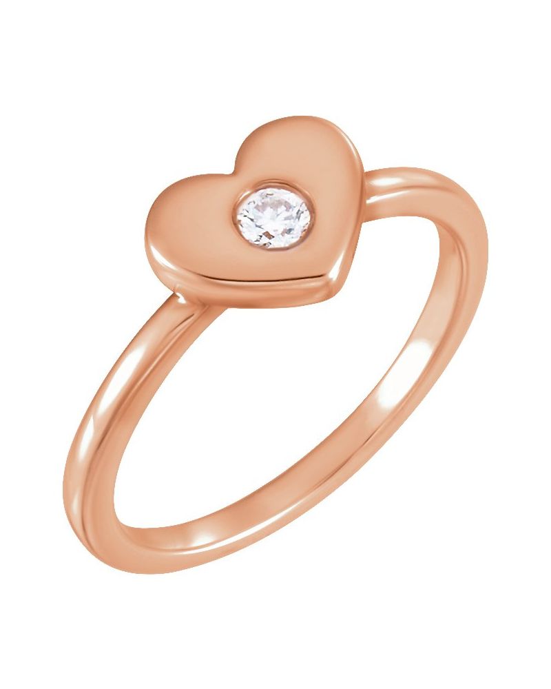 Anel Coração em Ouro 14k com Diamantes Naturais – Modelo 4