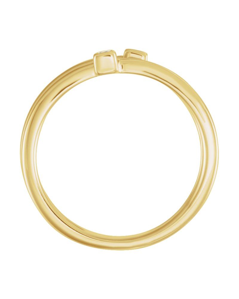 Anel Duplo Barra em Ouro 14k com Diamantes Naturais – Modelo 2