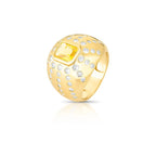 Anel Folheado a Ouro com Cristal Retangular e Zircônias