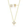 Conjunto Folheado a Ouro Brinco e Corrente com Pingente