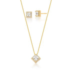 Conjunto Folheado a Ouro Brinco e Corrente com Pingente