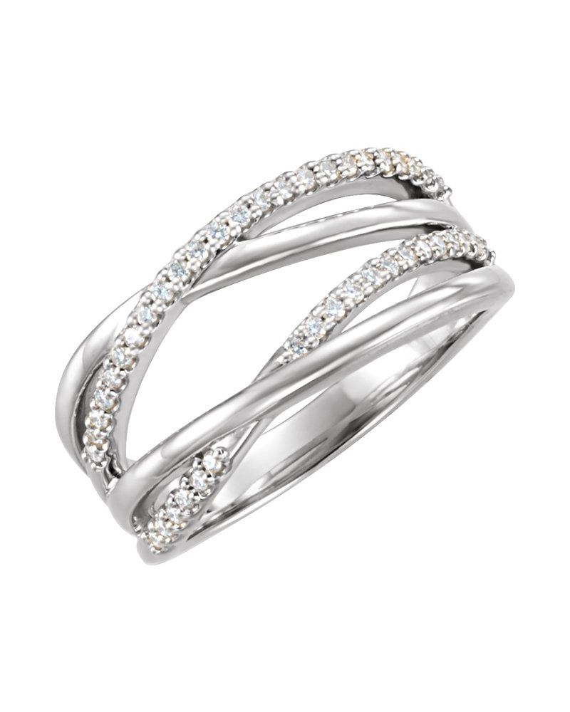 Anel Entrelaçado em Ouro 14k com Diamantes de Laboratório – Modelo 2