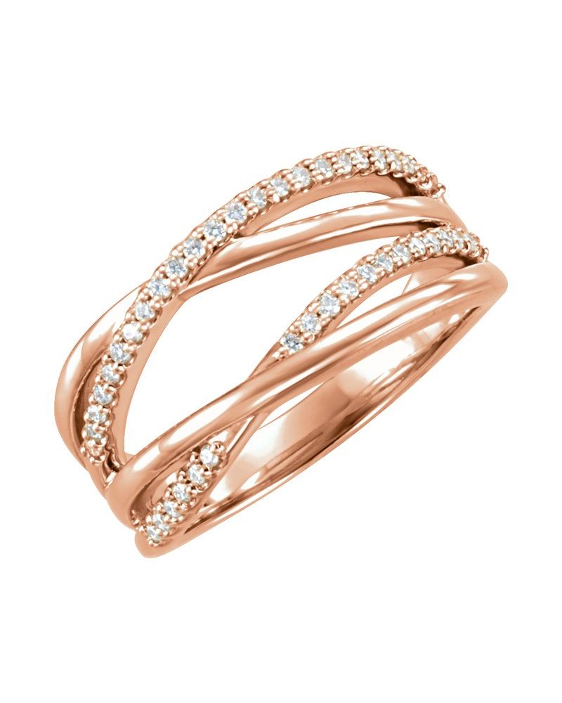 Anel Entrelaçado em Ouro 14k com Diamantes de Laboratório – Modelo 2