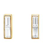 Brinco Baguete Barra em Ouro 14k com Diamantes Naturais
