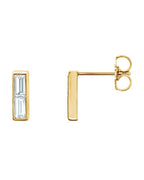 Brinco Baguete Barra em Ouro 14k com Diamantes Naturais