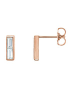 Brinco Baguete Barra em Ouro 14k com Diamantes Naturais