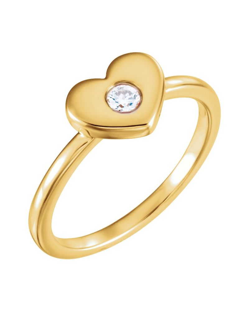 Anel Coração em Ouro 14k com Diamantes Naturais – Modelo 4