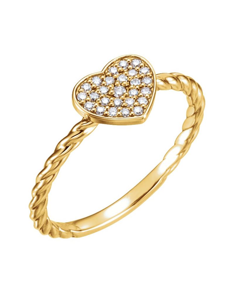 Anel Coração Torcido Pavê em Ouro 14k com Diamantes Naturais