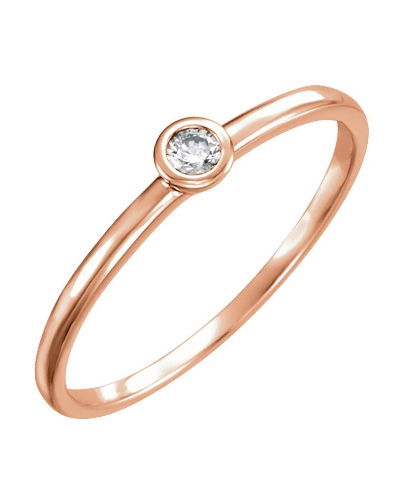 Anel Solitário com Cravação Bezel em Ouro 14k com Diamantes Naturais