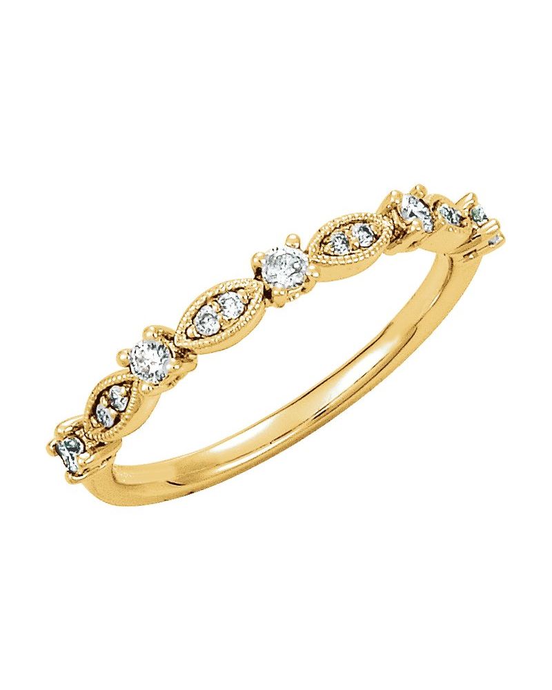 Anel Empilhável em Ouro 14k com Diamantes Naturais – Modelo 32