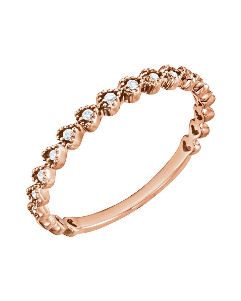 Anel Coração Empilhável em Ouro 14k com Diamantes Naturais – Modelo 3