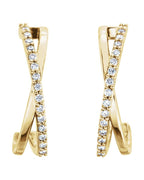 Brinco Meia Argola Entrelaçado em Ouro 14k com Diamantes Naturais