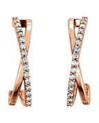 Brinco Meia Argola Entrelaçado em Ouro 14k com Diamantes Naturais