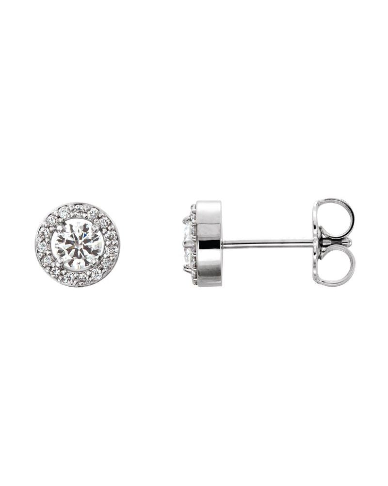 Brinco Redondo Quatro Garras Halo em Ouro 14k com Diamantes de Laboratório – Modelo 2