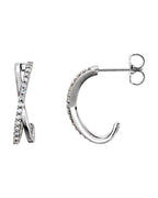 Brinco Meia Argola Entrelaçado em Ouro 14k com Diamantes Naturais