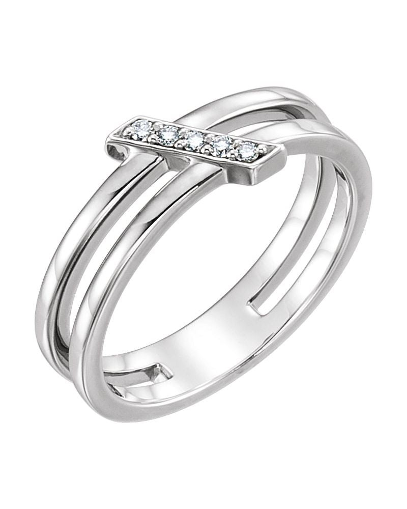 Anel Barra em Ouro 14k com Diamantes Naturais – Modelo 2
