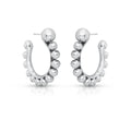 Meia Argola Folheada a Ródio com Esferas Lisas