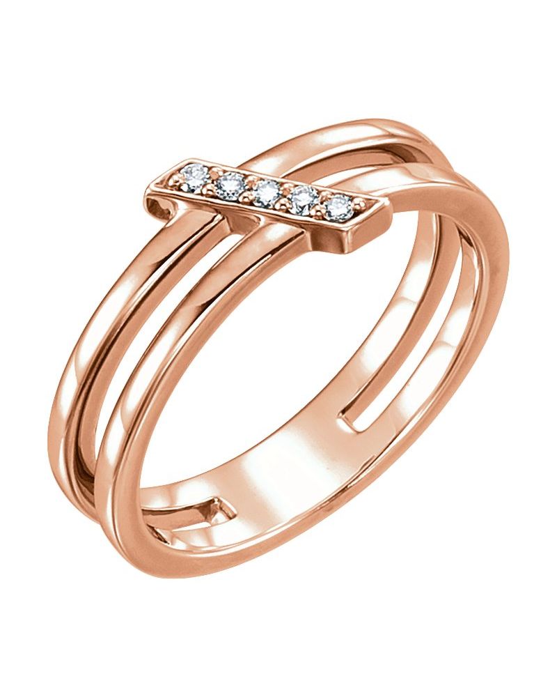 Anel Barra em Ouro 14k com Diamantes Naturais – Modelo 2