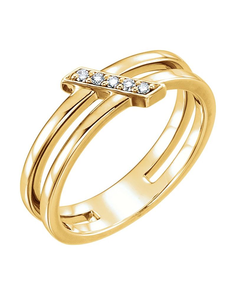 Anel Barra em Ouro 14k com Diamantes Naturais – Modelo 2