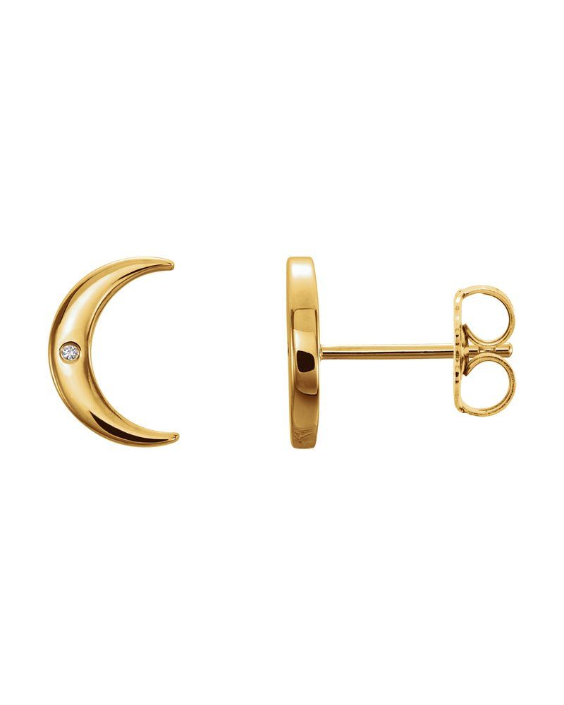Brinco Lua Crescente em Ouro 14k com Diamantes Naturais – Modelo 2