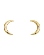 Brinco Lua Crescente em Ouro 14k com Diamantes Naturais – Modelo 2