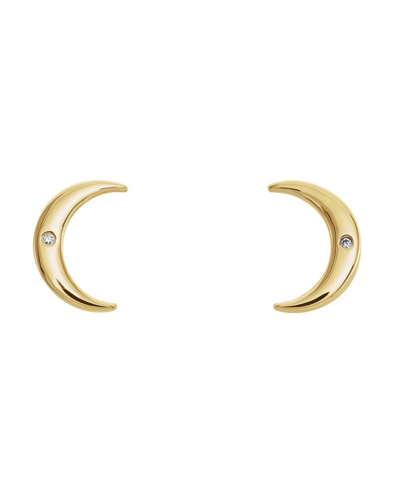Brinco Lua Crescente em Ouro 14k com Diamantes Naturais – Modelo 2