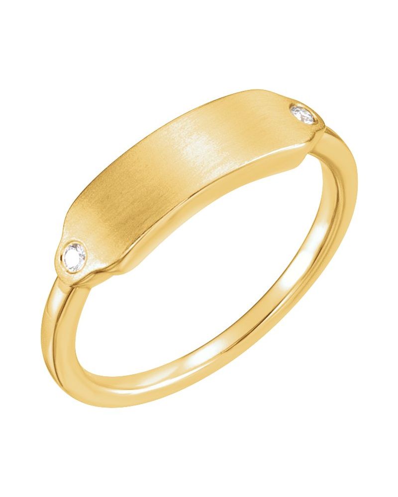 Anel Retângulo Chevalier em Ouro 14k com Diamantes Naturais – Modelo 3