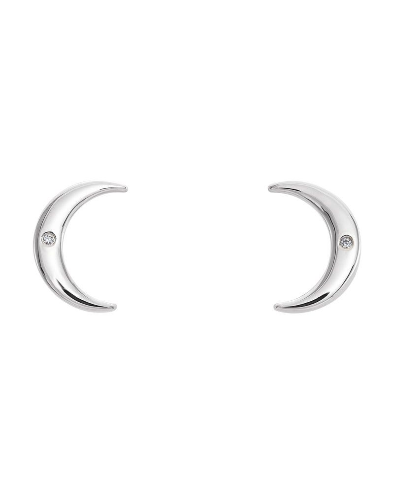 Brinco Lua Crescente em Ouro 14k com Diamantes Naturais – Modelo 2
