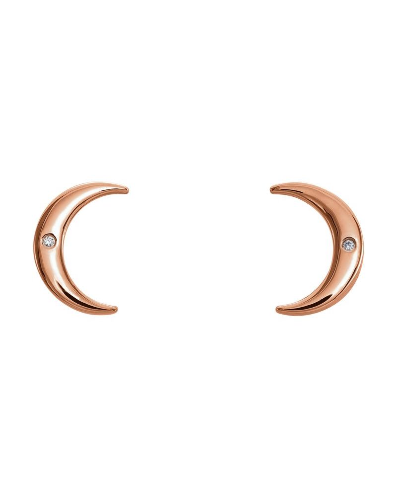 Brinco Lua Crescente em Ouro 14k com Diamantes Naturais – Modelo 2
