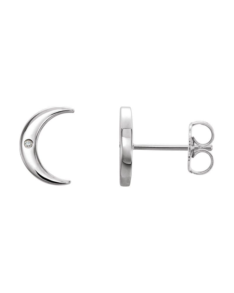 Brinco Lua Crescente em Ouro 14k com Diamantes Naturais – Modelo 2