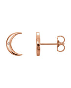 Brinco Lua Crescente em Ouro 14k com Diamantes Naturais – Modelo 2