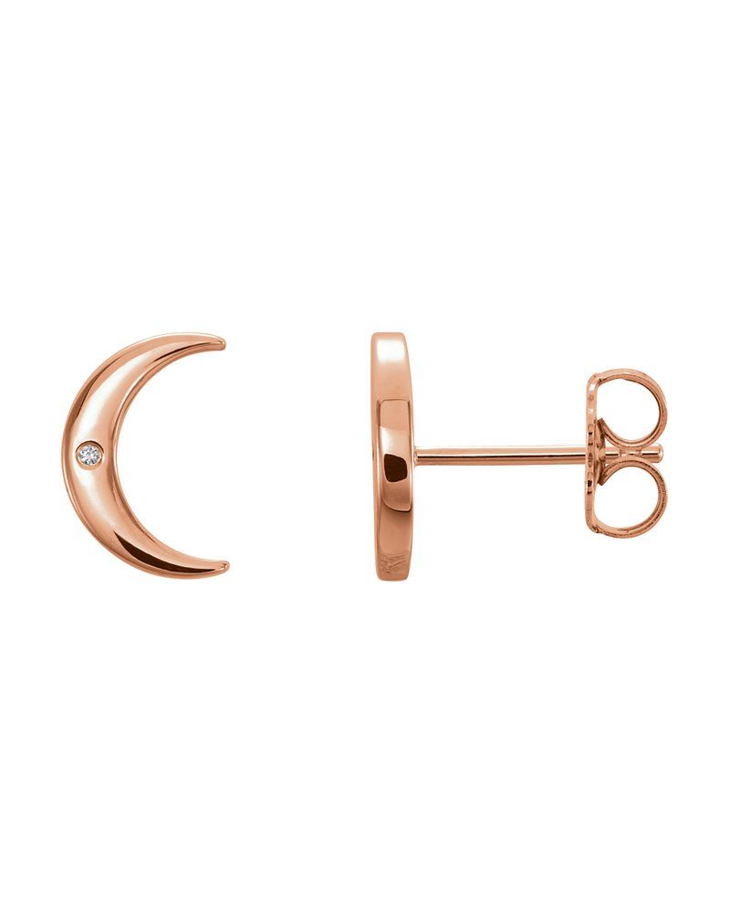 Brinco Lua Crescente em Ouro 14k com Diamantes Naturais – Modelo 2