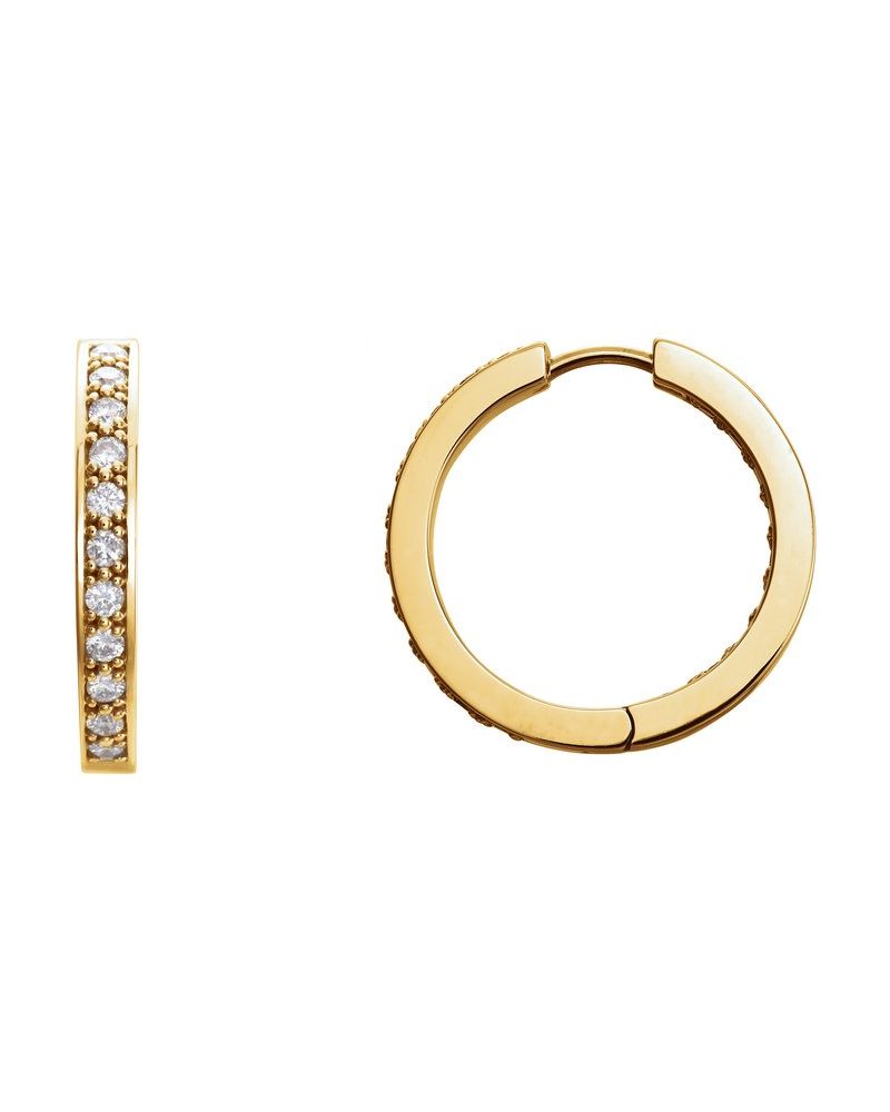 Brinco de Aro Dentro e Fora em Ouro 14k com Diamantes Naturais – Modelo 2