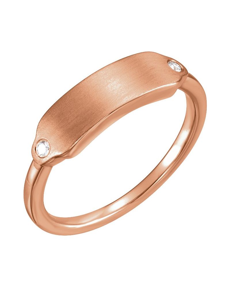 Anel Retângulo Chevalier em Ouro 14k com Diamantes Naturais – Modelo 3