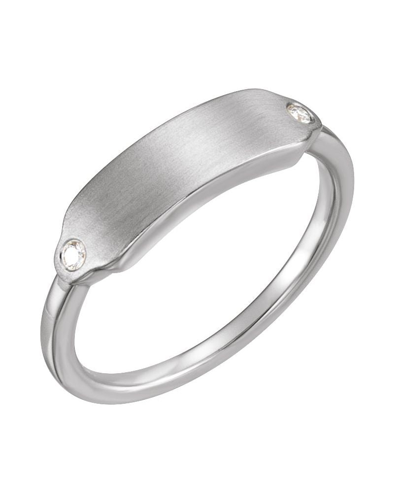 Anel Retângulo Chevalier em Ouro 14k com Diamantes Naturais – Modelo 3