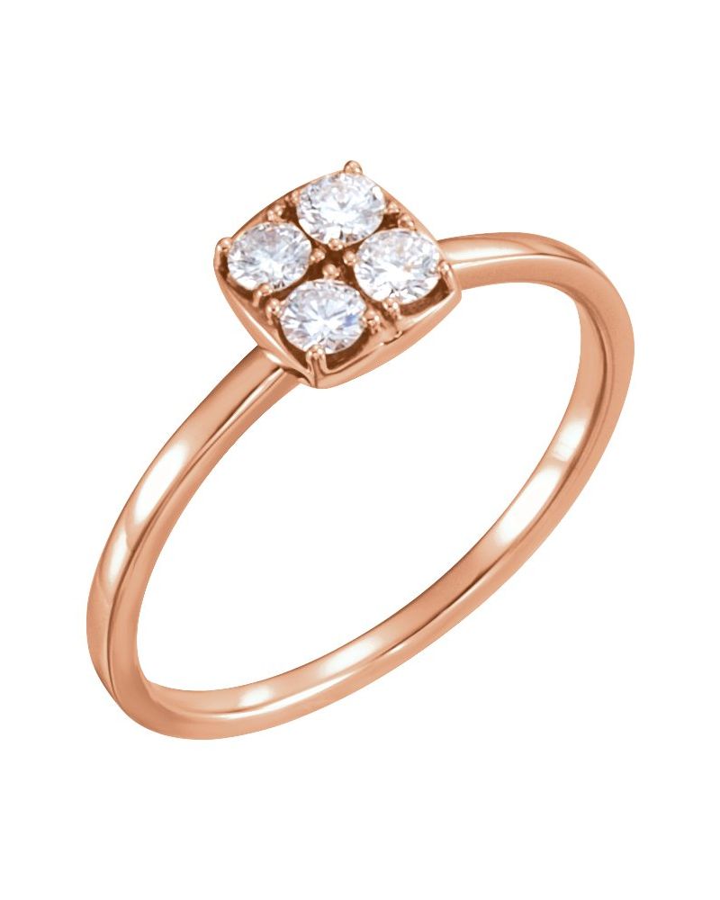 Anel Cluster Empilhável em Ouro 14k com Diamantes Naturais – Modelo 5