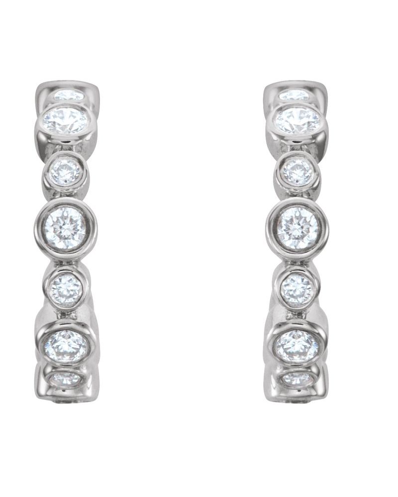 Brinco de Aro com Cravação Bezel em Ouro 14k com Diamantes Naturais – Modelo 4