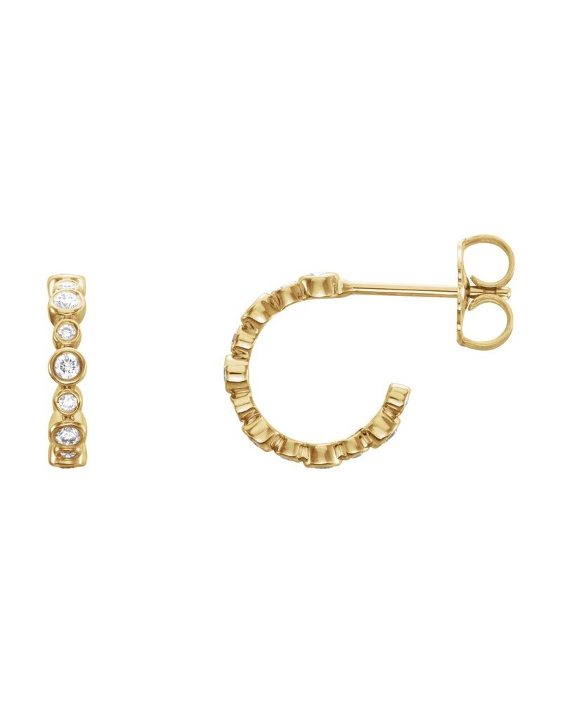 Brinco de Aro com Cravação Bezel em Ouro 14k com Diamantes Naturais – Modelo 4