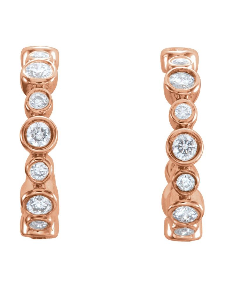 Brinco de Aro com Cravação Bezel em Ouro 14k com Diamantes Naturais – Modelo 4