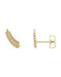 Brinco Ear Climber Folha em Ouro 14k com Diamantes Naturais
