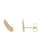 Brinco Ear Climber Folha em Ouro 14k com Diamantes Naturais